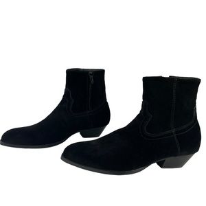 Civil Regime Western Boot in Black Suede Size:7 and 8